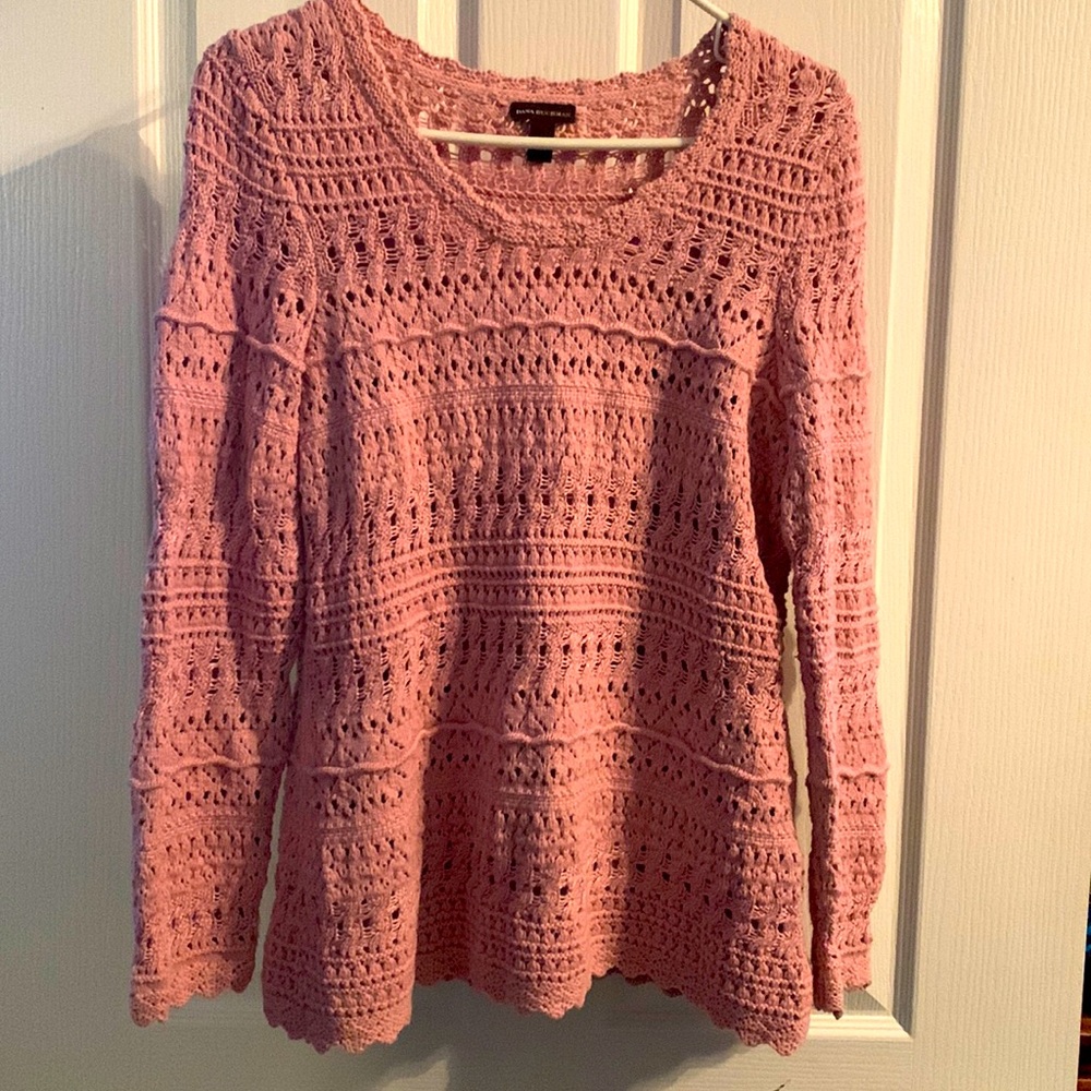 Dana Bachman Pink Crochet Sweater Women’s Size Medium - Picture 1 of 6